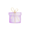 A pastel purple gift box with a cream ribbon tied in a bow, centered on a plain white background.